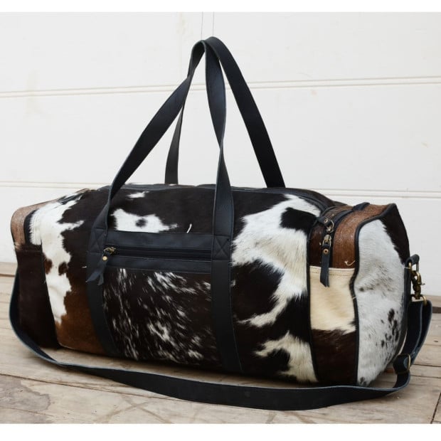 Cowhide Patch Overnight Duffle Bag Image 2