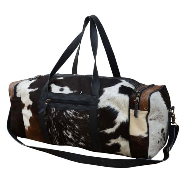 Cowhide Patch Overnight Duffle Bag