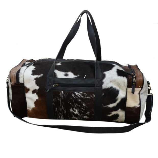 Cowhide Patch Overnight Duffle Bag Image 3