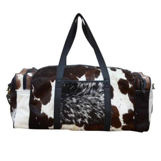 Cowhide Patch Overnight Duffle Bag Image 4