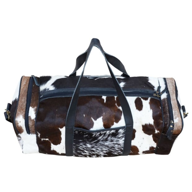 Cowhide Patch Overnight Duffle Bag Image 5