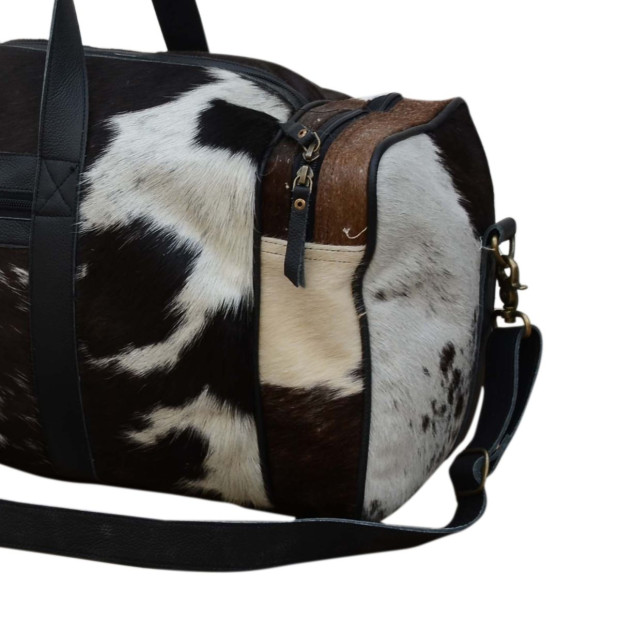 Cowhide Patch Overnight Duffle Bag Image 7