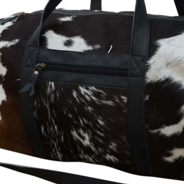 Cowhide Patch Overnight Duffle Bag Image 8
