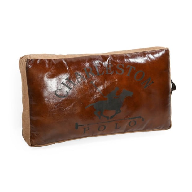 Polo Leather Cushion Recycled Canvas 70X40X15 CM