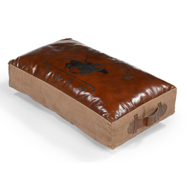 Polo Leather Cushion Recycled Canvas 70X40X15 CM Image 3