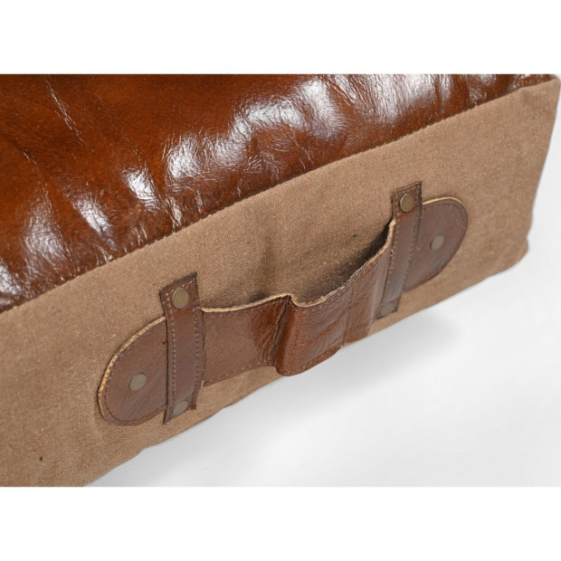 Polo Leather Cushion Recycled Canvas 70X40X15 CM Image 5