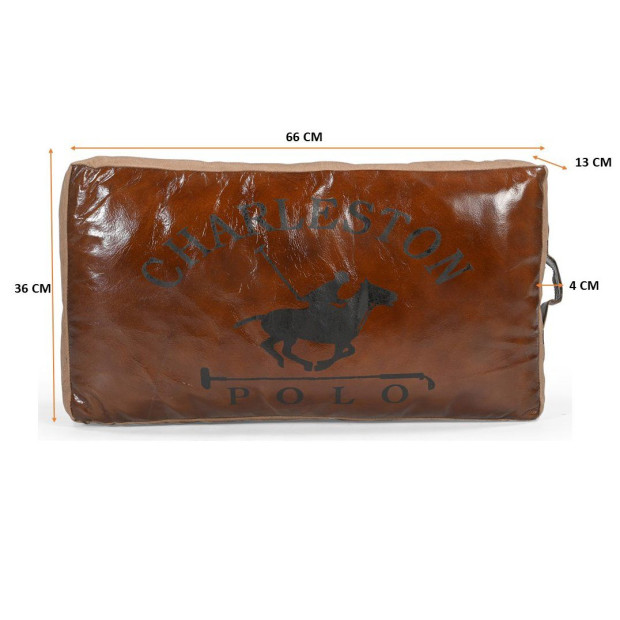Polo Leather Cushion Recycled Canvas 70X40X15 CM Image 7