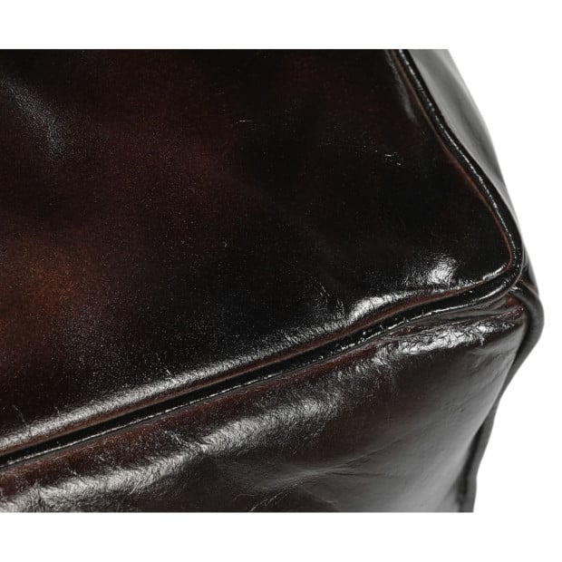 Square Chocolate Ottoman Goat Leather 35 x 45 x 45 cm Image 3
