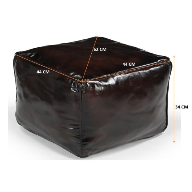 Square Chocolate Ottoman Goat Leather 35 x 45 x 45 cm Image 4
