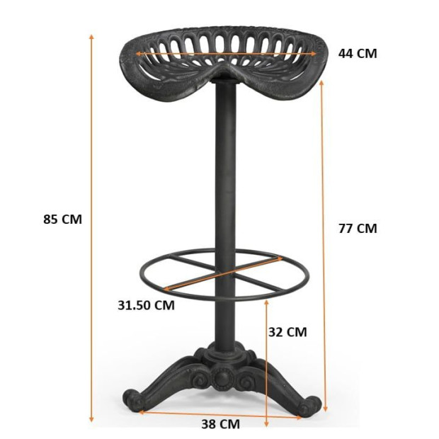 Tractor Bar Stool Cast Iron Hand Crafted Kitchen 75x45x37cm Image 7
