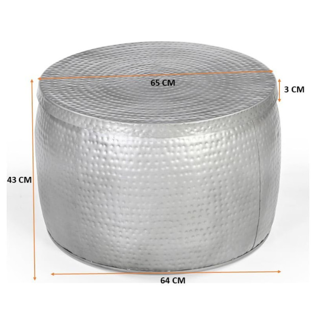 Hammered Open Top Coffee Table Champagne Gold Round 67cm Image 6