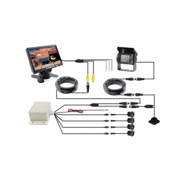 Elinz 7In Monitor Car Ccd 4pin Reversing Camera Parking Sensors Image 4