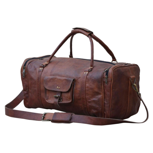 Overnight Leather Duffle Bag Travel 55cm Carry on Image 2