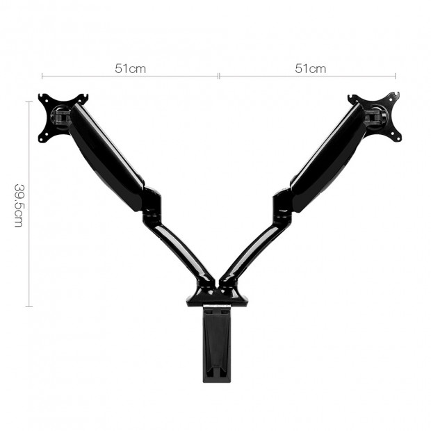 Fully Adjustable Dual Monitor Arm Stand Black Image 2
