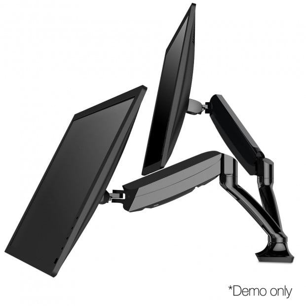 Fully Adjustable Dual Monitor Arm Stand Black Image 3
