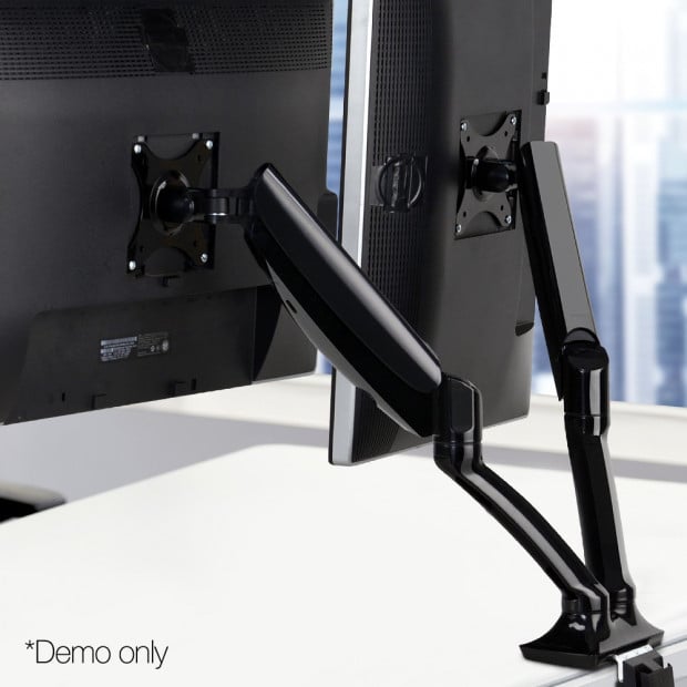 Fully Adjustable Dual Monitor Arm Stand Black Image 12