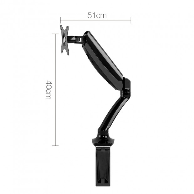 Fully Adjustable Single Monitor Arm Stand Black Image 2