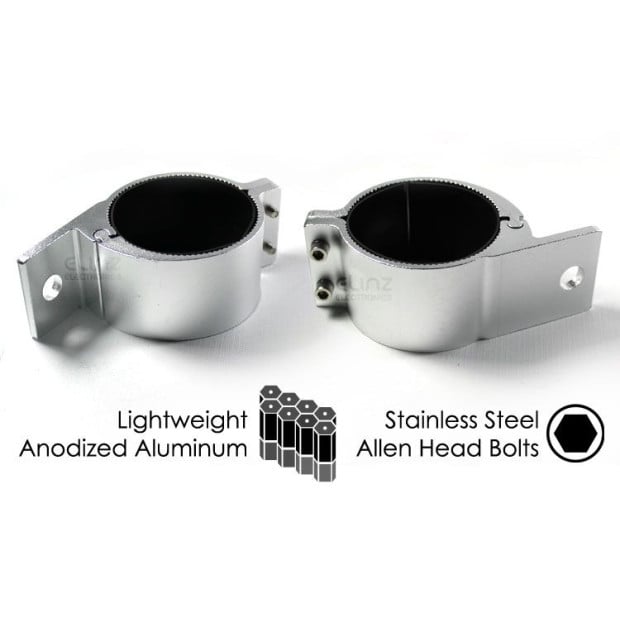 Pair 49-54mm Bullbar Mounting Bracket Clamp LED Light Bar - Silver Image 2