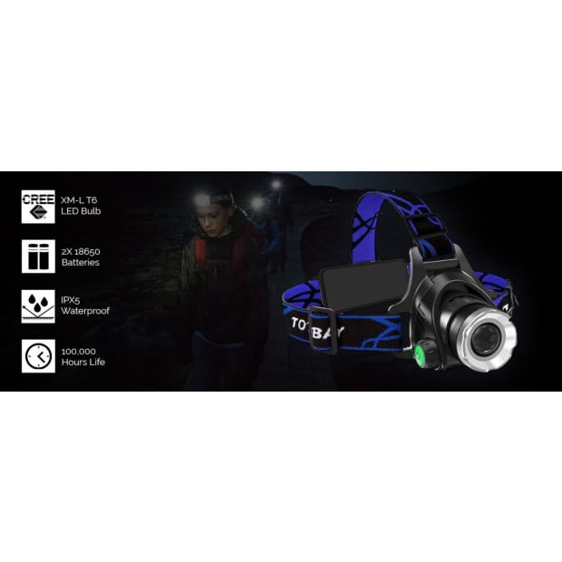 Headlamp Headlight LED Torch Cree Xm-l T6 Rechargeable 18650 Batteries Image 2