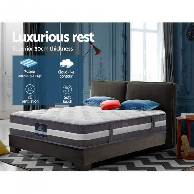 King Mattress Bed Size 7 Zone Pocket Spring Medium Firm Foam 30cm Image 3