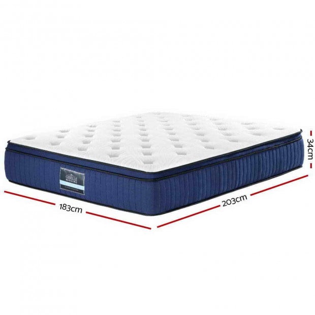 King Size Mattress 7 Zone Euro Top Pocket Spring Cool Gel Memory 34cm Image 2
