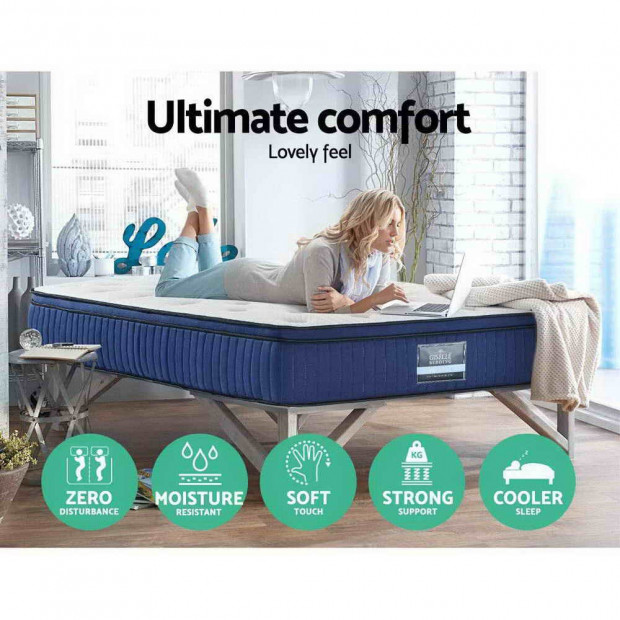 King Size Mattress 7 Zone Euro Top Pocket Spring Cool Gel Memory 34cm Image 4