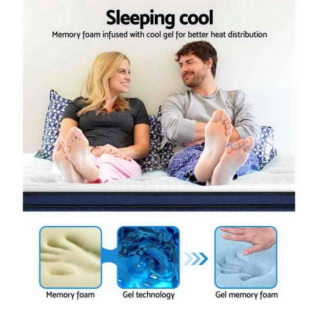 King Size Mattress 7 Zone Euro Top Pocket Spring Cool Gel Memory 34cm Image 5