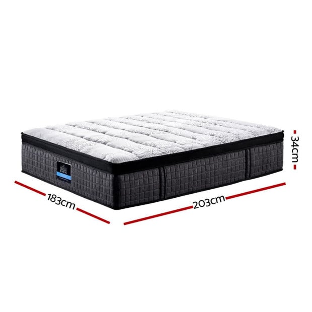 King Bed Mattress 9 Zone Pocket Spring Latex Foam Medium Firm 34cm Image 2