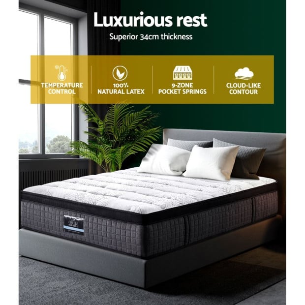 King Bed Mattress 9 Zone Pocket Spring Latex Foam Medium Firm 34cm Image 6
