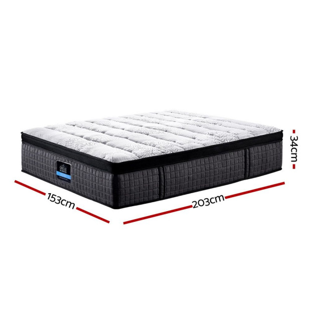 Queen Bed Mattress 9 Zone Pocket Spring Latex Foam Medium Firm 34cm Image 2