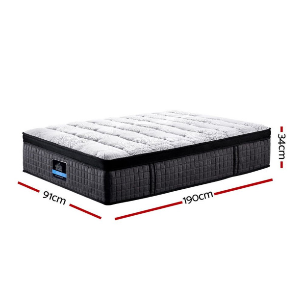 Single Bed Mattress 9 Zone Pocket Spring Latex Foam Medium Firm 34cm Image 2