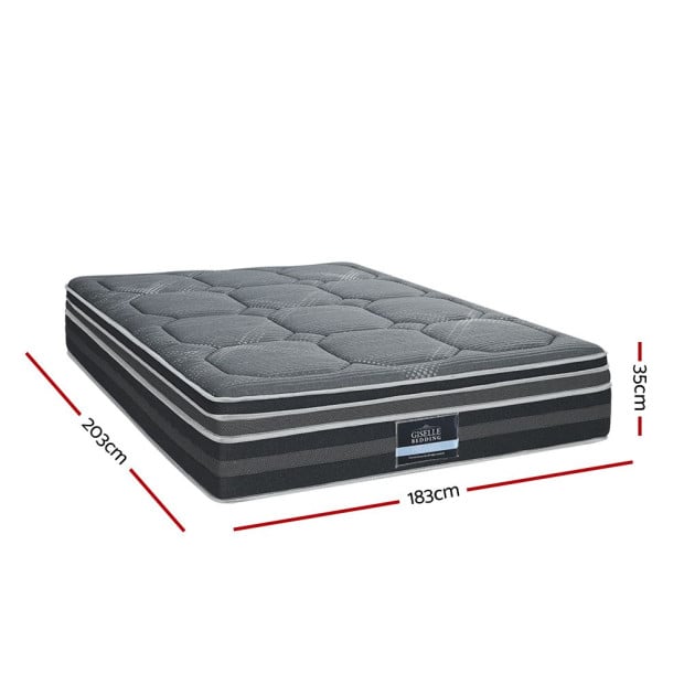 35cm King Mattress Bed 7 Zone Dual Euro Top Pocket Spring Medium Firm Image 2