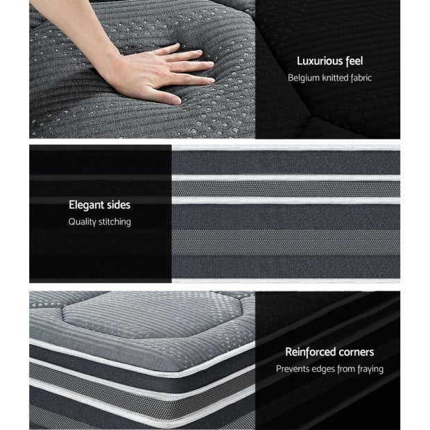 35cm King Mattress Bed 7 Zone Dual Euro Top Pocket Spring Medium Firm Image 7
