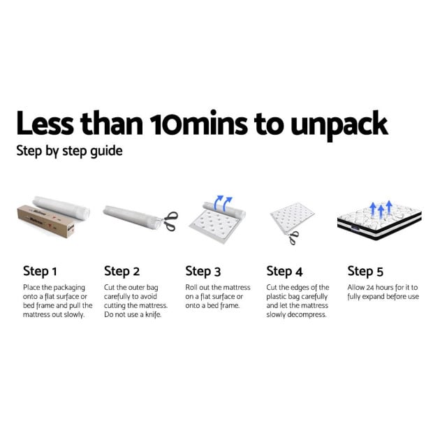 35cm King Mattress Bed 7 Zone Dual Euro Top Pocket Spring Medium Firm Image 9