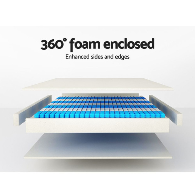 35cm Queen Mattress Bed 7 Zone Dual Euro Top Pocket Spring Medium Firm Image 6