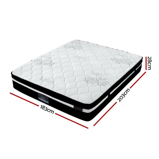 King Bed Mattress Size Extra Firm 7 Zone Pocket Spring Foam 28cm Image 2
