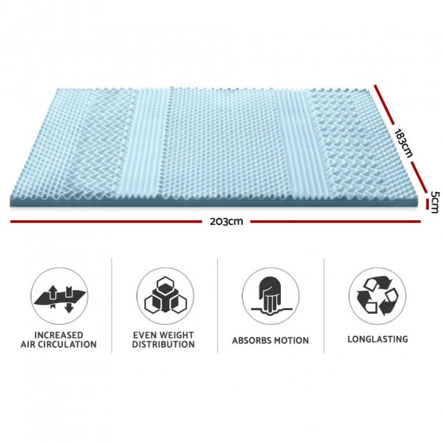 Cool Gel Memory Foam Mattress Topper Bamboo Cover 5CM 7-Zone King Image 2