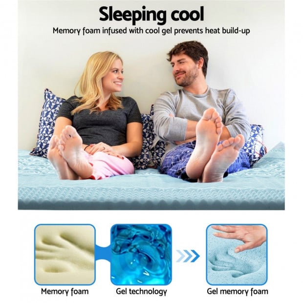 Cool Gel Memory Foam Mattress Topper Bamboo Cover 5CM 7-Zone King Image 3
