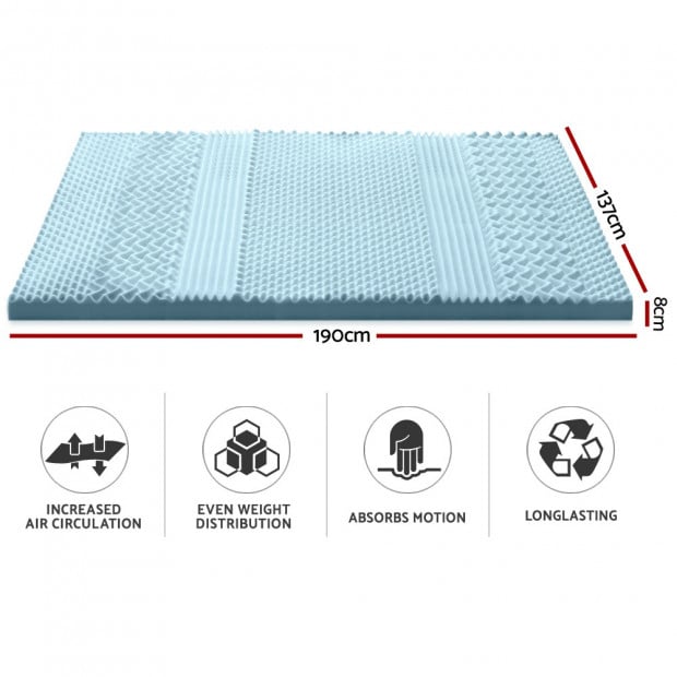 Cool Gel Memory Foam Mattress Topper Bamboo Cover 8CM 7-Zone Double Image 2