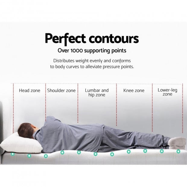 Cool Gel Memory Foam Mattress Topper Bamboo Cover 8CM 7-Zone Double Image 3