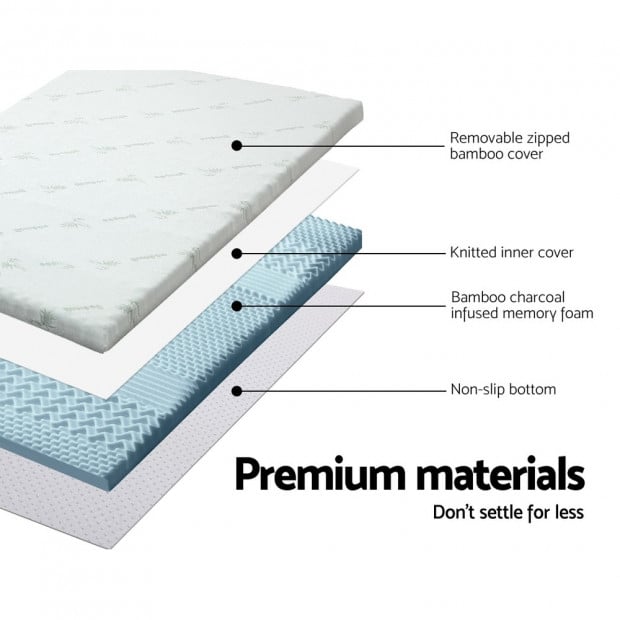 Cool Gel Memory Foam Mattress Topper Bamboo Cover 8CM 7-Zone Queen Image 4