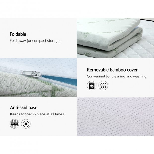 Cool Gel Memory Foam Mattress Topper Bamboo Cover 8CM 7-Zone Queen Image 5