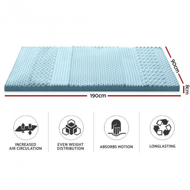Bedding  Memory Foam Mattress Topper Bamboo Cover 8CM 7-Zone Single Image 2