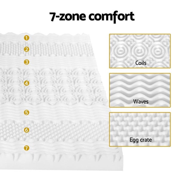 Bedding Memory Foam Mattress Topper 7-zone Airflow Pad 8cm Double White Image 5