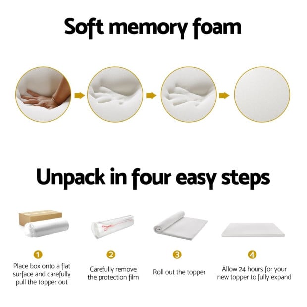Bedding Memory Foam Mattress Topper 7-zone Airflow Pad 8cm Double White Image 6
