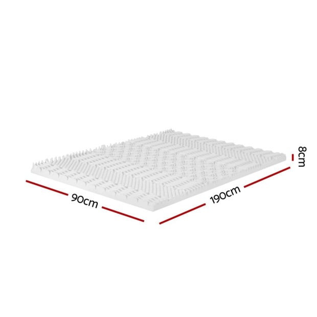 Bedding Memory Foam Mattress Topper 7-zone Airflow Pad 8cm Single White Image 2