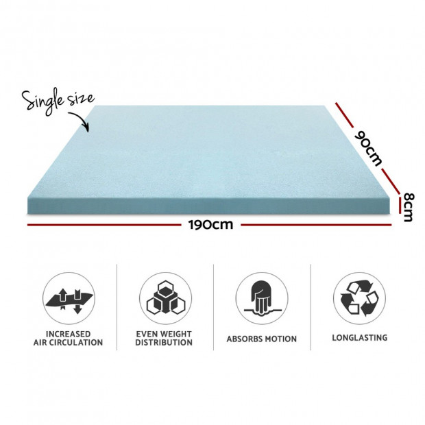 Bedding Memory Foam Mattress Topper BAMBOO Cover Single 8CM Mat Image 2