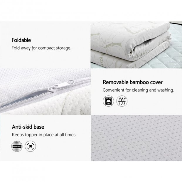 Bedding Memory Foam Mattress Topper BAMBOO Cover Single 8CM Mat Image 6