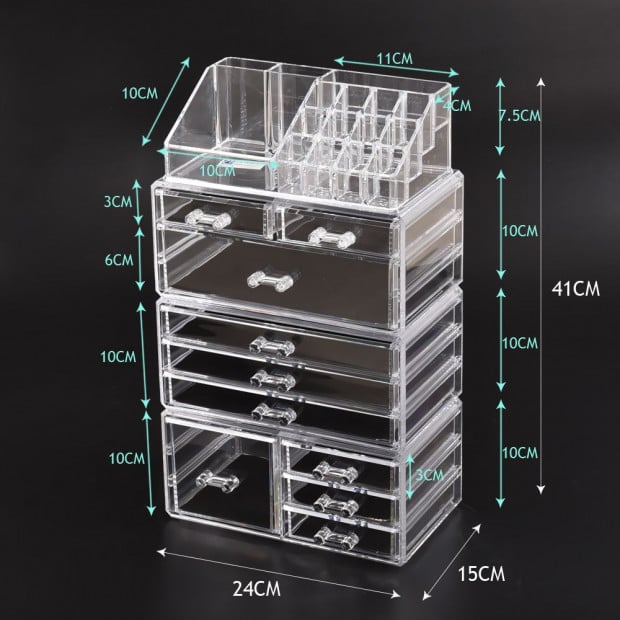 Cosmetic 10 Drawer Makeup Organizer Storage Jewellery Box Acrylic Image 6