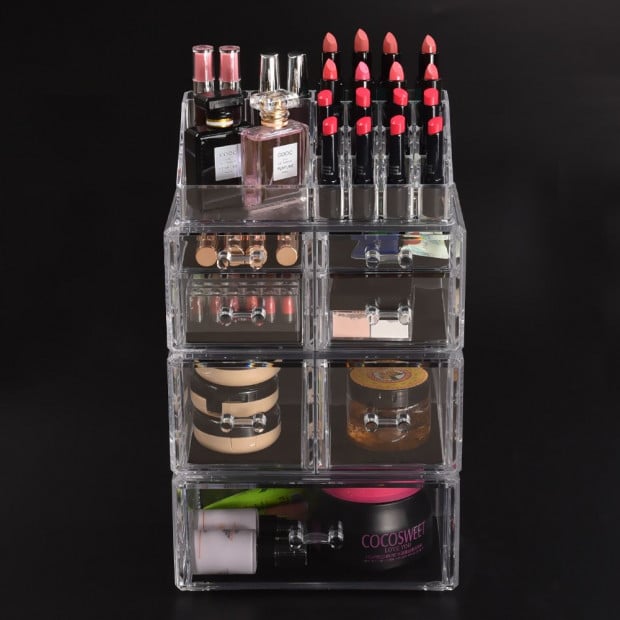 Clear Acrylic Cosmetic Organizer Jewellery Storage Box With 7 Drawers